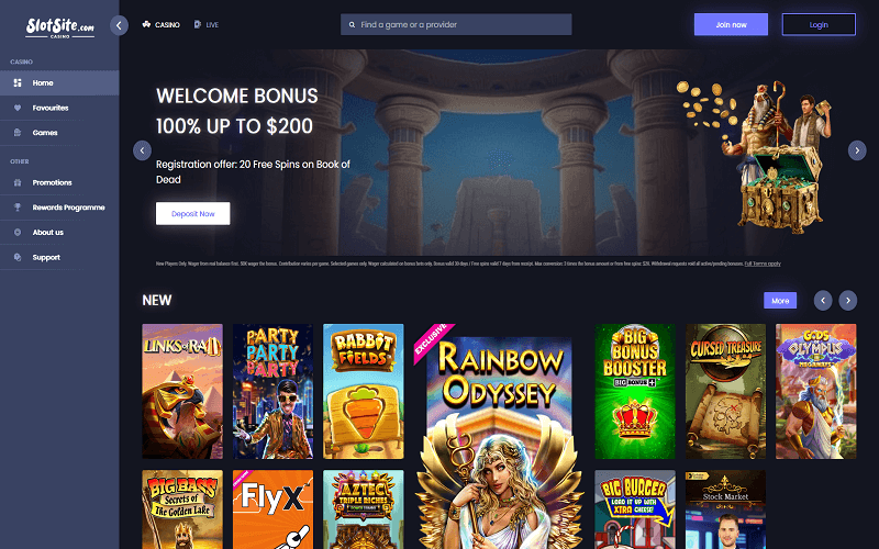 SlotSite.com Casino Home Page