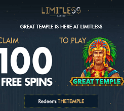 Limitless Casino - 100 Free Spins: Great Temple